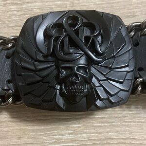 Vintage Rock & Republic Skull Wing Logo Heavy Metal Belt